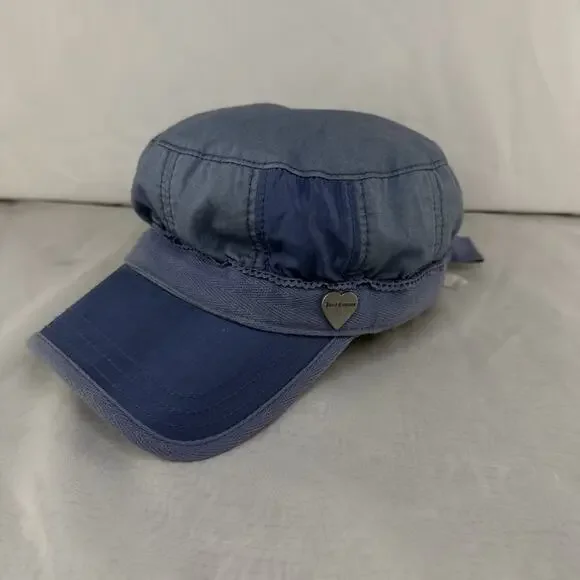 Vintage Juicy Couture Cadet Style Flat Cap Blue 100% Cotton - Picture 1 of 11
